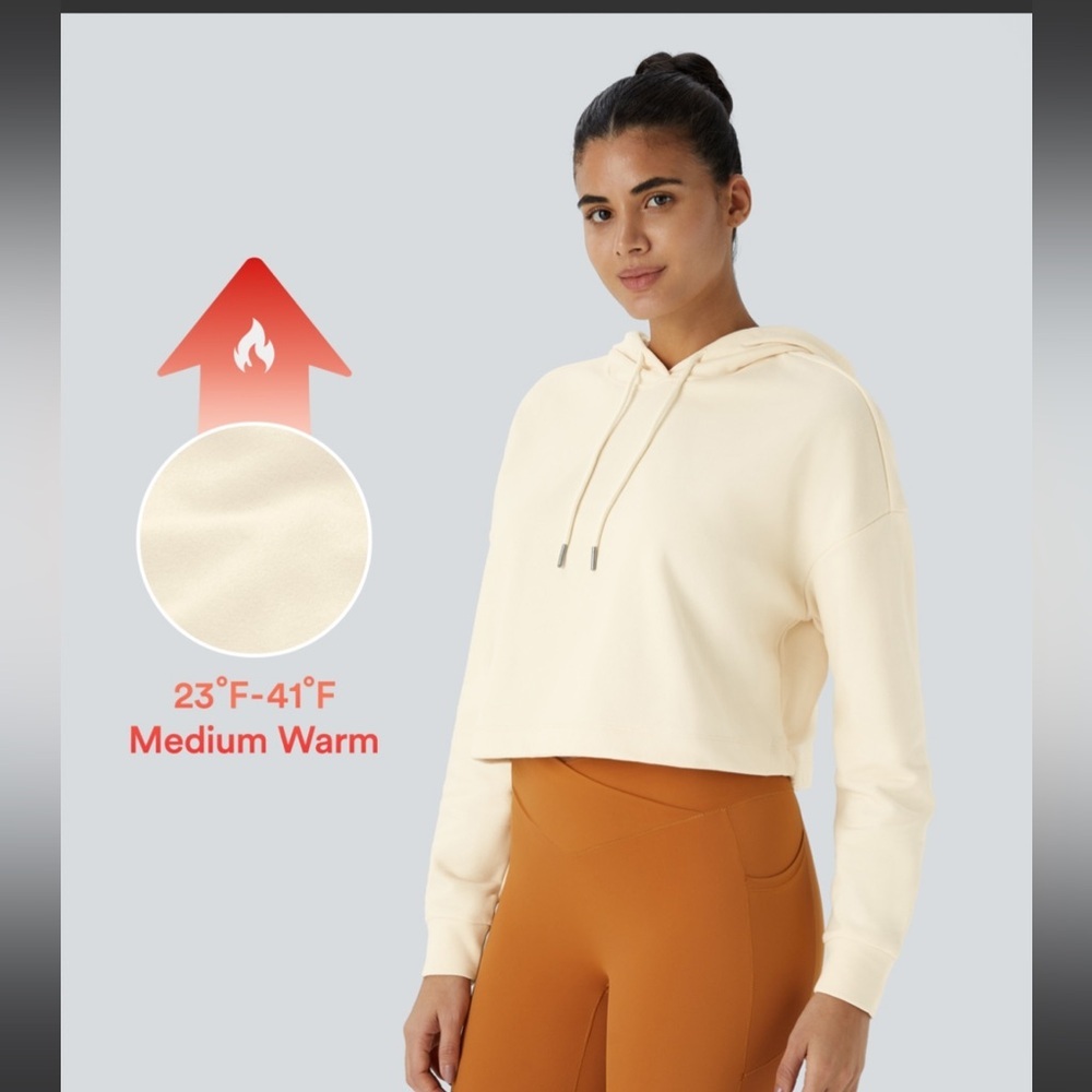 Hooded Dropped Shoulder Drawstring Cropped
Fleece  Cotton Hoodie Sweatsh…